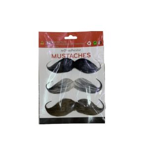 13853 סט שפם עבה מסולסל מיקס 3 צבעים על כארד/ 6 יחידות במארז