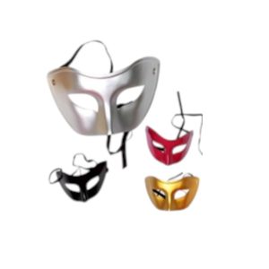 7463 מסיכה ונציה חלק בשקית PVC עם כארד/ 12 יחידות במארז מיקס צבעים