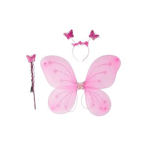 7000 סט כנפיים פרפר ורוד כולל קשת ושרביט בשקית PVC עם כארד / 3 יחידות במארז