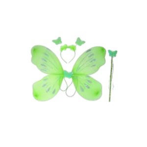 7001 סט כנפיים פרפר ירוק כולל קשת ושרביט בשקית PVC עם כארד / 3 יחידות במארז
