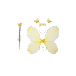 7002 סט כנפיים פרפר צהוב כולל קשת ושרביט בשקית PVC עם כארד / 3 יחידות במארז