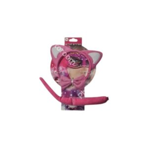 11063 סט חתול ורוד 3 חלקים קשת זנב ופפיון על כארד/ 6 יחידות במארז