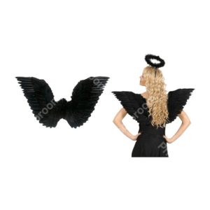 14037 כנפי מלאך שחור בשקית PVC עם כארד / 3 יחידות במארז