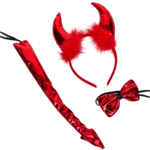 89012 סט שטן מבריק 3 חלקים קשת זנב ופפיון על כארד