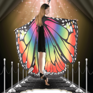 13799 גלימה מפוארת פרפר צבעוני בשקית PVC עם כארד / 6 יחידות במארז