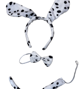 16143 סט כלב דלמט 3 חלקים קשת זנב ופפיון על כארד