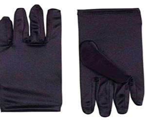 7039 זוג כפפות מייקל / קוסם שחור קצר 20 ס"מ  בשקית PVC עם כארד