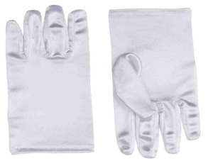 7040 זוג כפפות מייקל / קוסם לבן קצר 20 ס"מ  בשקית PVC עם כארד