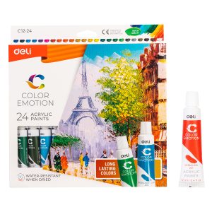 סט 24 צבעי אקריל 12 מ"ל deli EC12-24