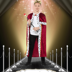 גלימה מלך מפוארת ילדים בשקית PVC עם כארד