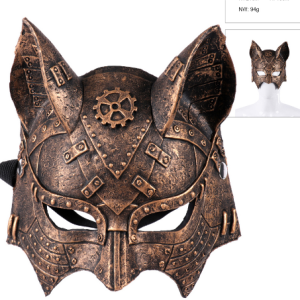 קסדת לוחם חתול נחושת מפוארת מחומר גומי רך על כארד תלייה