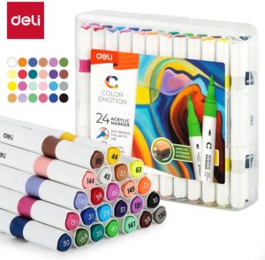 סט 24 טושים אקרילים דו"צ deli EC190-24