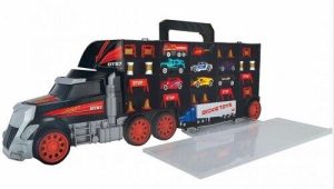 משאית מזוודה גדולה+ 7 כלי רכב, הליקופטר ואביזרים