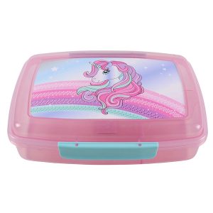 קופסת אוכל מחולקת 2 קליפסים חד קרן ורוד