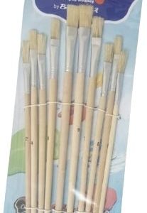 סט 5 מכחולים שטוחים ידית כחולה