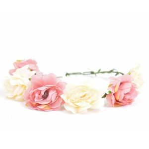 זר לראש לבן - ורוד עתיק