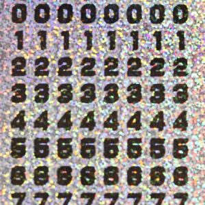 מדבקות חמש הולגרמה מספרים כסוף