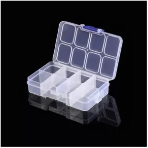 קופסת פלסטיק עם חלוקה נשלפת 8 תאים 6.6/10.5/2.5 ס"מ