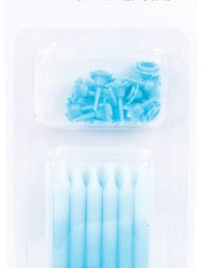 12 נרות ג'מבו תכלת + 12 מעמדים