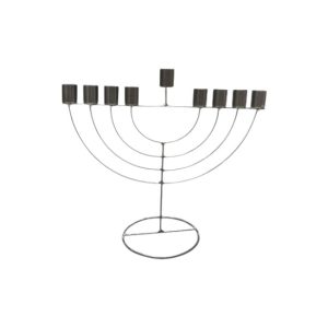 חנוכיית מתכת ג. 25 ר. 33 ס"מ - כסף מיועד כוסיות שמן