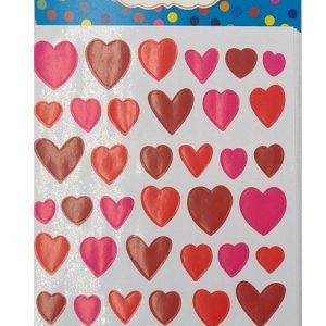 מדבקות עשר לבבות אדומים ורודים