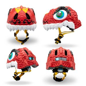 קסדת אופניים עם פנס מהבהב-דרקון צבע אדום