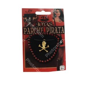 רטיעה לעין גולגולת משובצת אבנים לפיראטית על כארד