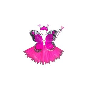 סט תחפושת לפרפר ורוד פוקסיה כולל כנפיים, חצאית קשת ושרביט
