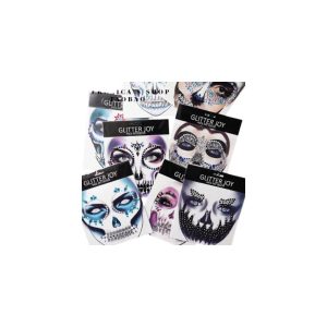 מדבקות אבנים מעוצבות לפנים גולגולות על כארד מיקס 12 דגמים