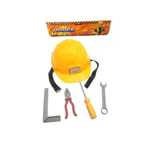 סט בנאי צהוב עם אביזרים בשקית PVC עם כארד