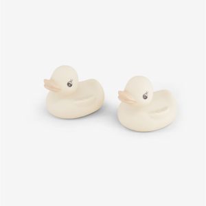 מוצרי תינוקות זוג ברווזי גומי לאמבטיה שמנת