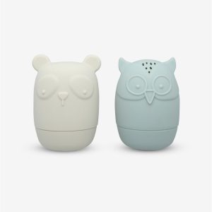 מוצרי תינוקות זוג צעצועי סיליקון לאמבטיה-ינשוף ופנדה תכלת