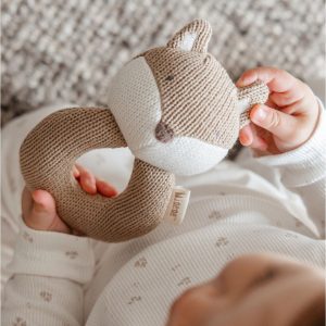 מוצרי תינוקות רעשן פעמון סרוג בז'