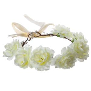 זר לראש מפואר 7 ורדים-קרם