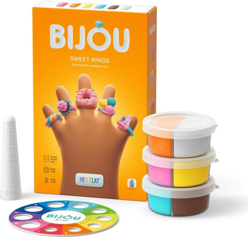 היי קלייי טבעות מתוקות - ערכה ליצירת תכשיטים מחימר צבעוני