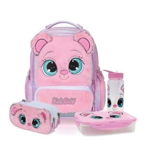 סט לכיתה א ב Koala ורוד פרווה תיק קל גב קלמר בקבוק וקופסת אוכל